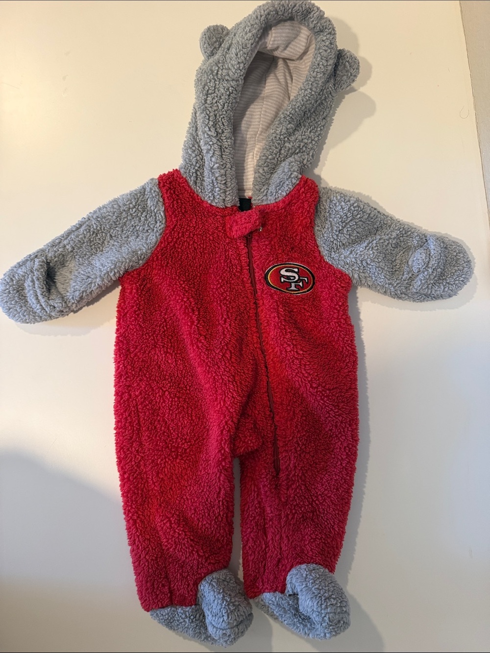 NFL San Francisco 49ers Plush Infant One-Piece Coverall - Red and Gray